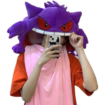 Cartoon Anime Pokemon Gengar Tongue Sleeping Pat Manga Elf Sleep Pillow Dual Purpose Nap Blanket Toy Doll