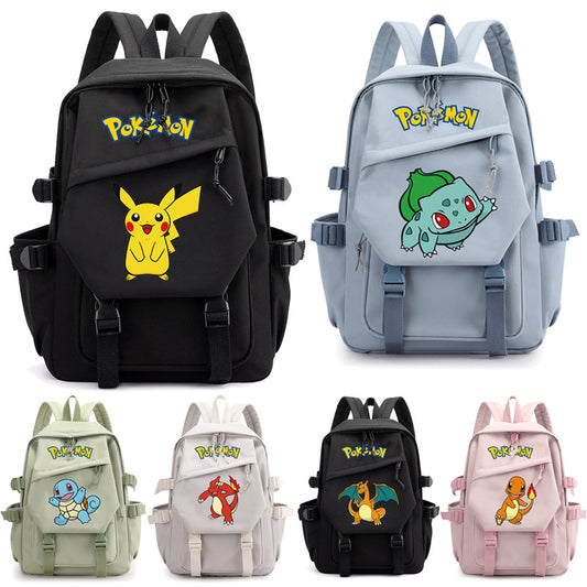 Kawaii Anime Plush Pokémon Backpack for Children - Charmander Design, Large School Bag for Boys and Girls, Ideal Gift for Students