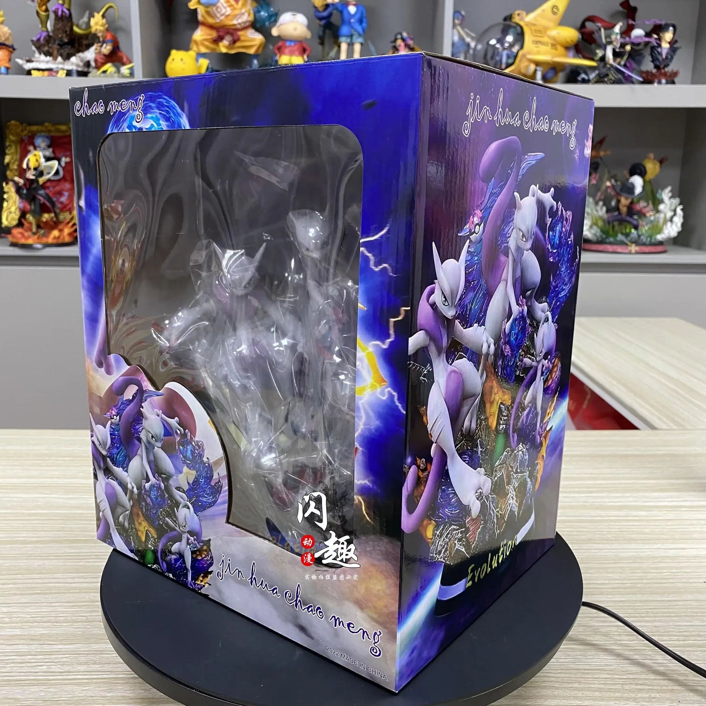 🌀 Mewtwo, Mega Mewtwo X & Mega Mewtwo Y Professional Pokemon Evolution Figure Set, LED Light 💡 PVC Model Deluxe Collection