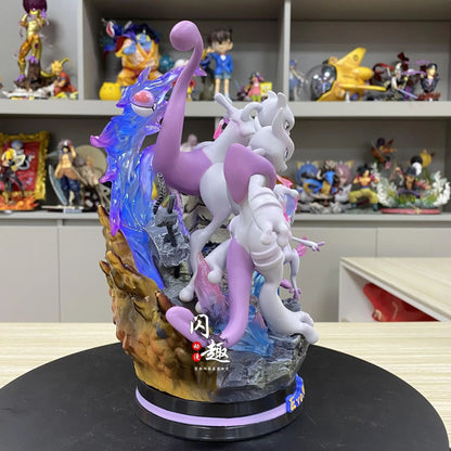 🌀 Mewtwo, Mega Mewtwo X & Mega Mewtwo Y Professional Pokemon Evolution Figure Set, LED Light 💡 PVC Model Deluxe Collection