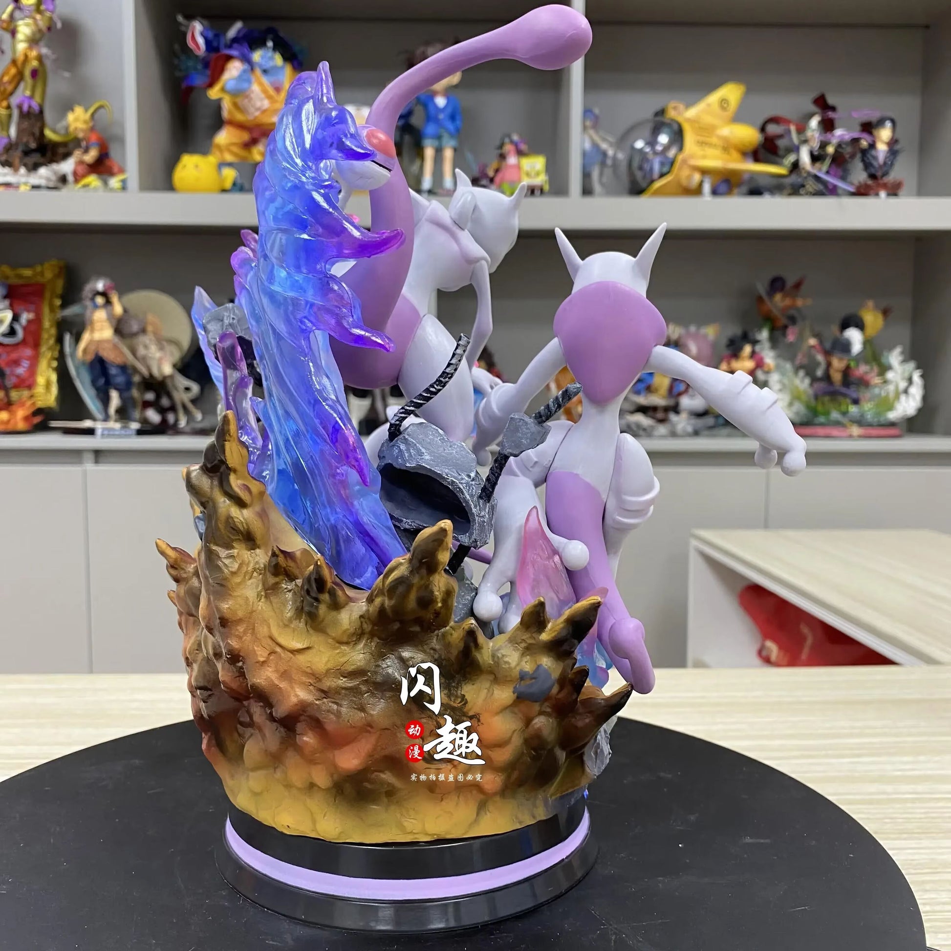 🌀 Mewtwo, Mega Mewtwo X & Mega Mewtwo Y Professional Pokemon Evolution Figure Set, LED Light 💡 PVC Model Deluxe Collection