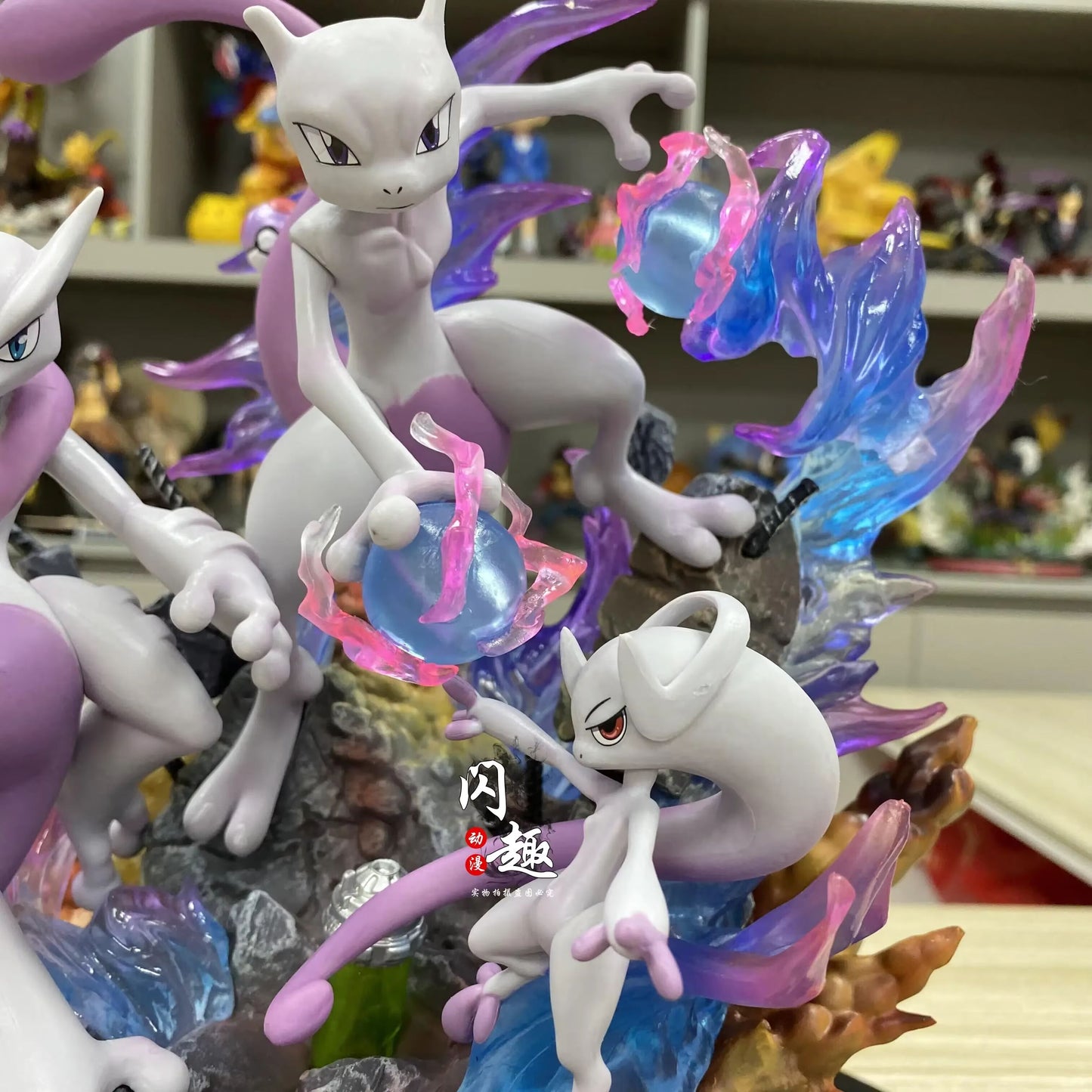 🌀 Mewtwo, Mega Mewtwo X & Mega Mewtwo Y Professional Pokemon Evolution Figure Set, LED Light 💡 PVC Model Deluxe Collection