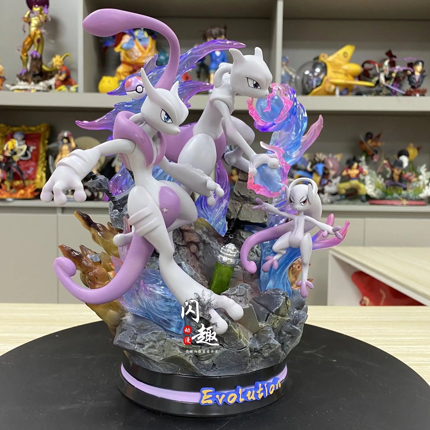 🌀 Mewtwo, Mega Mewtwo X & Mega Mewtwo Y Professional Pokemon Evolution Figure Set, LED Light 💡 PVC Model Deluxe Collection