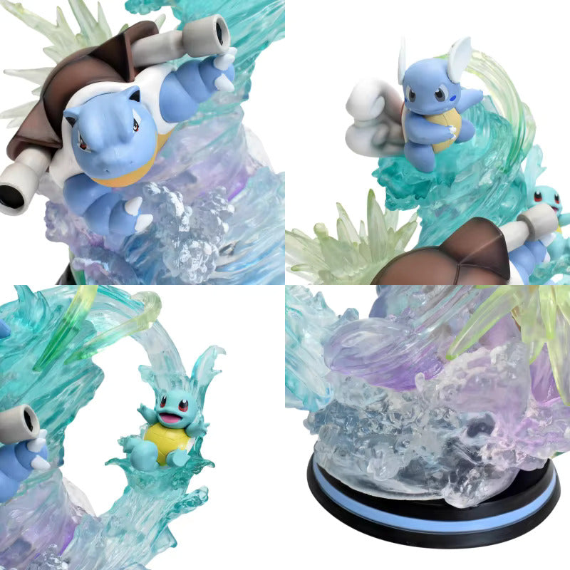 9,8" Squirtle, Wartortle & Blastoise Family Professional Pokemon Evolution Figure Set, PVC Model Deluxe Collection