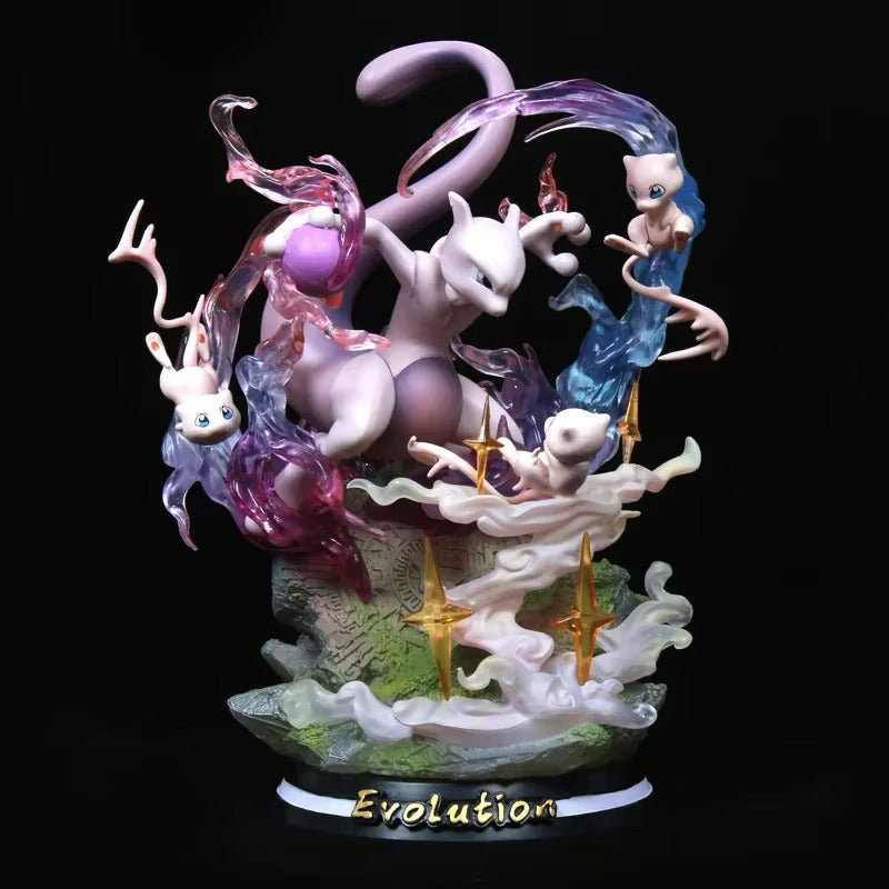 9" Mew & Mewtwo Professional Pokemon Evolution Figure Set,  PVC Model Deluxe Collection