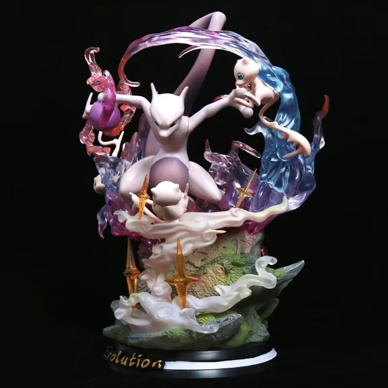 9" Mew & Mewtwo Professional Pokemon Evolution Figure Set,  PVC Model Deluxe Collection