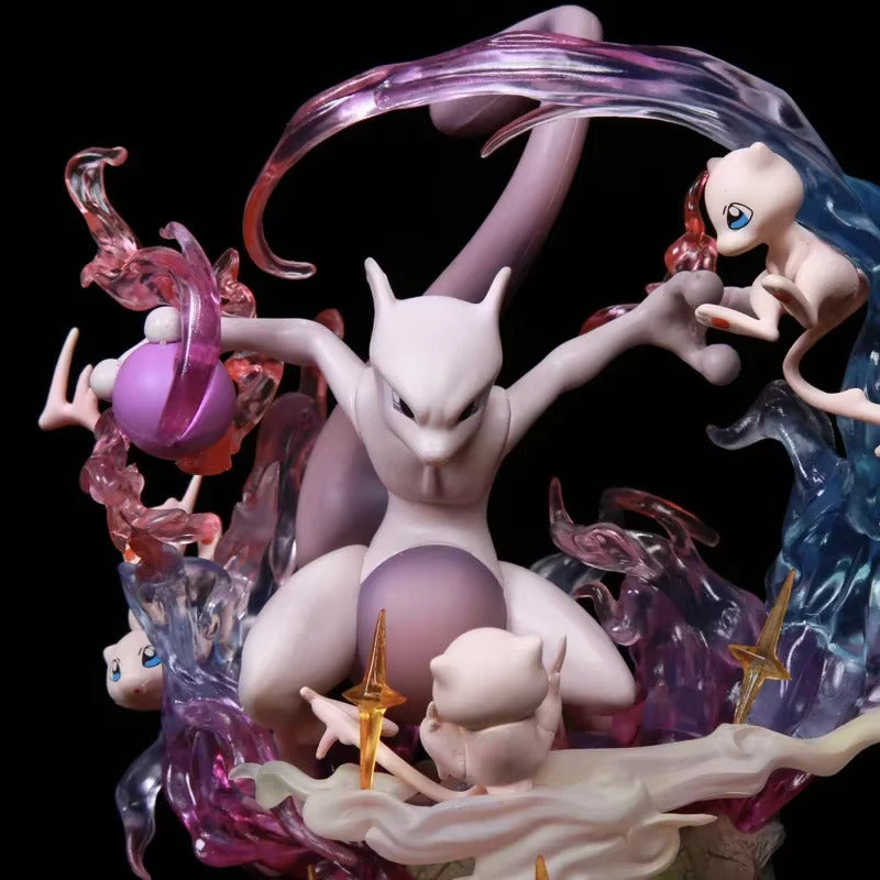 9" Mew & Mewtwo Professional Pokemon Evolution Figure Set,  PVC Model Deluxe Collection