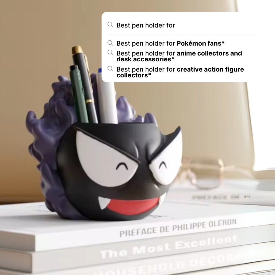 Pokemon Gastly Anime-Inspired Stationery Storage Pen Holder - Creative Action Figure Model Toy for Halloween and Birthday Gifts for Kids