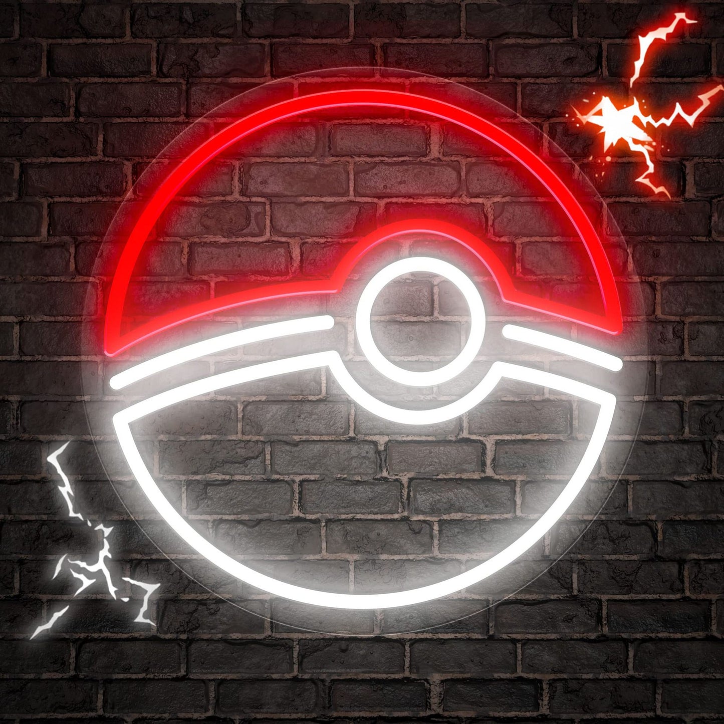 Pokeball Neon Logo LED Night Light - Custom Gaming Room Decor and Party Sign