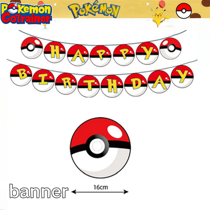 Pokemon Happy Birthday Banner Party Decoration Pikachu Flag Banner Baby Shower Kids Boys Favors Gifts for Party Decor Supplies