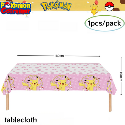 Pokemon Birthday Party Decoration Pikachu Tablecloth Cup Plate Napkin Gift Bag Baby Shower Kids Favors Gifts for Party Supplies