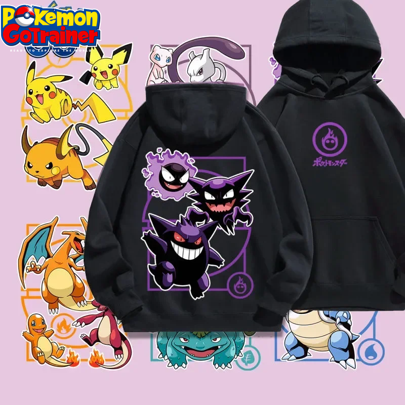 2024 New Gengar, Haunter & Gastly / Mew & Mewtwo Hoodies Sweatshirt Tracksuit Sports Sweatshirt Winter Retro Harajuku Casual Loose Jumper