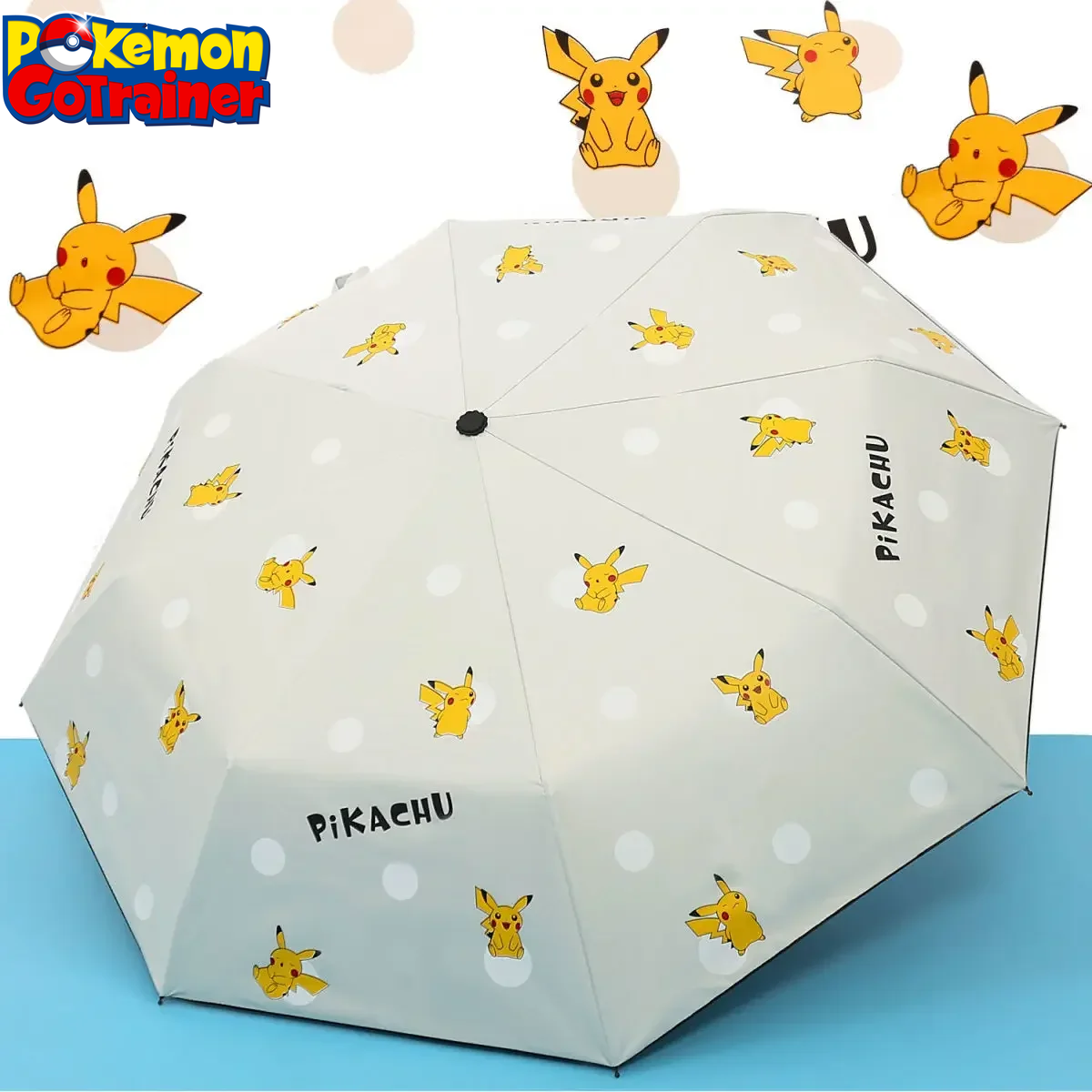 Pikachu Automatic Umbrella Folding Sun Rain or Shine Dual-Use Umbrella Men Women Sunshade Sun Protection UV Protection