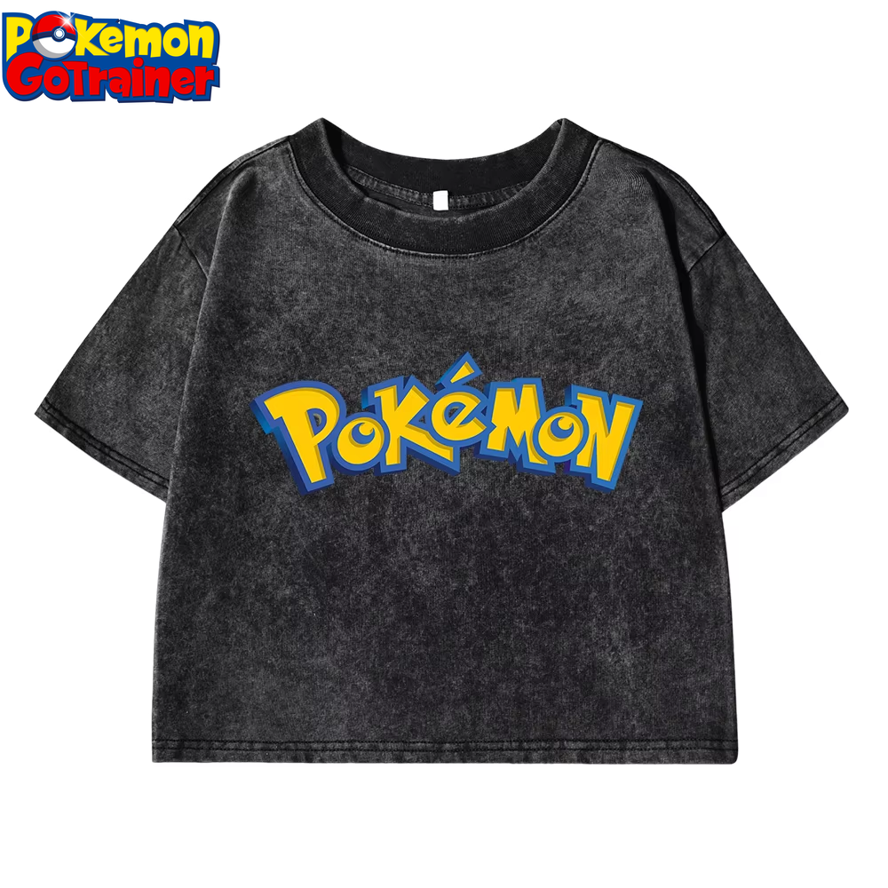 Pokemon Disney Tee Shirt Women'S Summer American Retro Cotton Soft Tees Fitting Loose Short Lovely T Shirt Crop O-Neck Tops