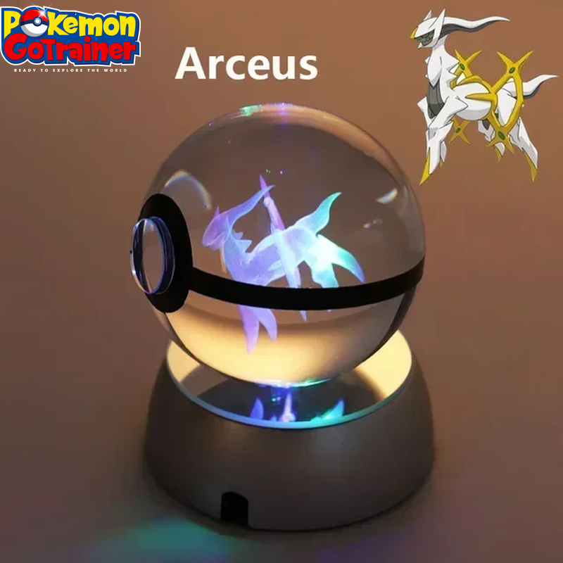 "Charmander 3D Crystal Ball Pokémon Figurine with LED Light Base - Collectible Model Featuring Pikachu and Mewtwo - Ideal Gift for Kids"