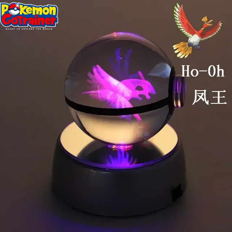 "Charmander 3D Crystal Ball Pokémon Figurine with LED Light Base - Collectible Model Featuring Pikachu and Mewtwo - Ideal Gift for Kids"