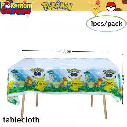 Pokemon Birthday Party Decoration Pikachu Tablecloth Cup Plate Napkin Gift Bag Baby Shower Kids Favors Gifts for Party Supplies