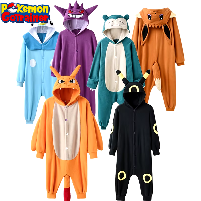 Children's Charizard Onesie and Gengar Kigurumi Umbreon One-Piece Pajama - Eevee Full Body Suit for Girls Halloween Cosplay Costume