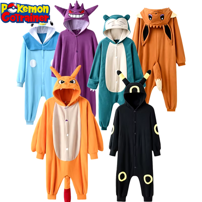 Children's Charizard Onesie and Gengar Kigurumi Umbreon One-Piece Pajama - Eevee Full Body Suit for Girls Halloween Cosplay Costume