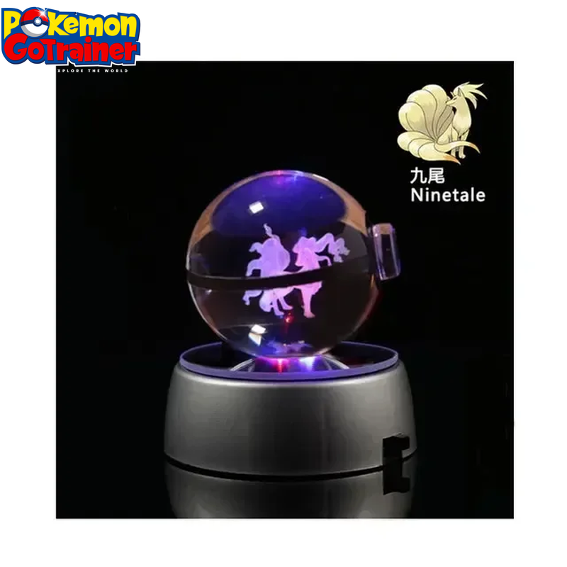 "Charmander 3D Crystal Ball Pokémon Figurine with LED Light Base - Collectible Model Featuring Pikachu and Mewtwo - Ideal Gift for Kids"