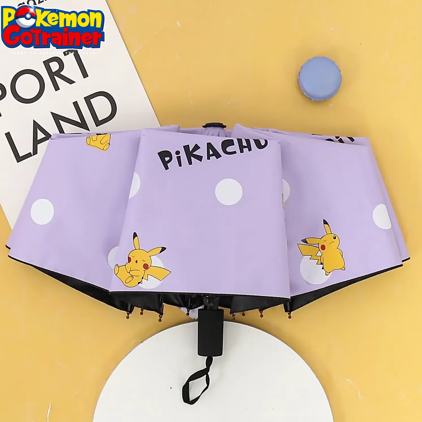 Pikachu Automatic Umbrella Folding Sun Rain or Shine Dual-Use Umbrella Men Women Sunshade Sun Protection UV Protection