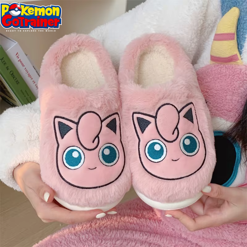 Genuine Pokémon Snorlax Plush Cotton Slippers for Men and Women - Autumn and Winter Fashion Home Footwear