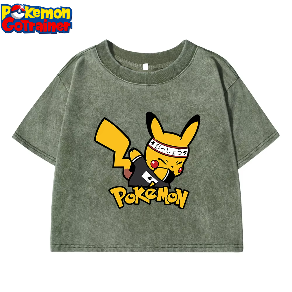 Japanese Anime Pikachu Woman T Shirts Summer American Retro Cotton Breathable Tee Shirt Fashion Casual Home Tshirt Short Sleeved