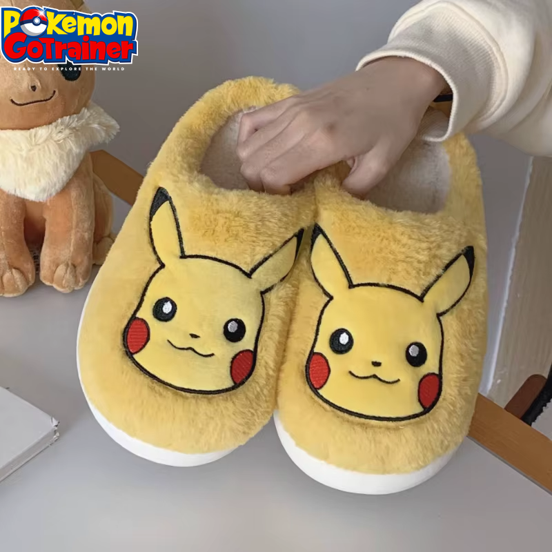 Genuine Pokémon Snorlax Plush Cotton Slippers for Men and Women - Autumn and Winter Fashion Home Footwear