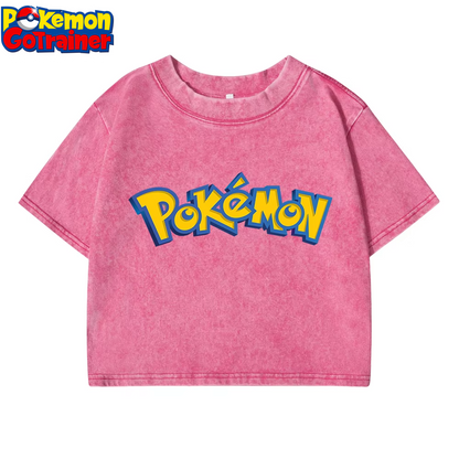 Pokemon Disney Tee Shirt Women'S Summer American Retro Cotton Soft Tees Fitting Loose Short Lovely T Shirt Crop O-Neck Tops