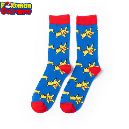 Anime Pokemon Stockings for Men Women Kids Pikachu Action Figure Large Size Elastic Casual Sports Long Socks in Cotton Toys Gift