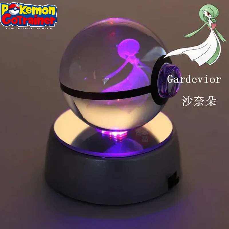 "Charmander 3D Crystal Ball Pokémon Figurine with LED Light Base - Collectible Model Featuring Pikachu and Mewtwo - Ideal Gift for Kids"