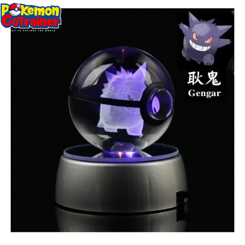 "Charmander 3D Crystal Ball Pokémon Figurine with LED Light Base - Collectible Model Featuring Pikachu and Mewtwo - Ideal Gift for Kids"