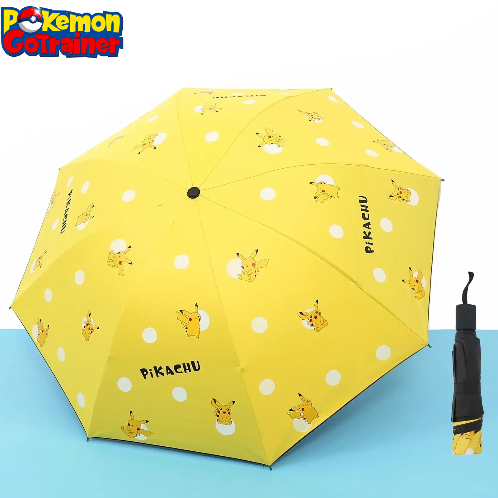 Pikachu Automatic Umbrella Folding Sun Rain or Shine Dual-Use Umbrella Men Women Sunshade Sun Protection UV Protection