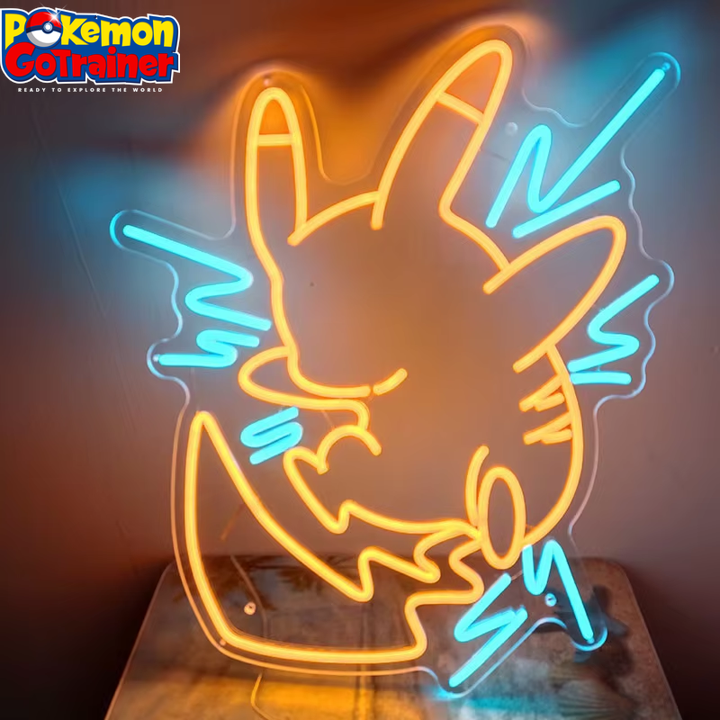 Pikachu Neon LED Wall Lamp - Anime-Inspired Bedroom Decoration and Night Light for Ambience