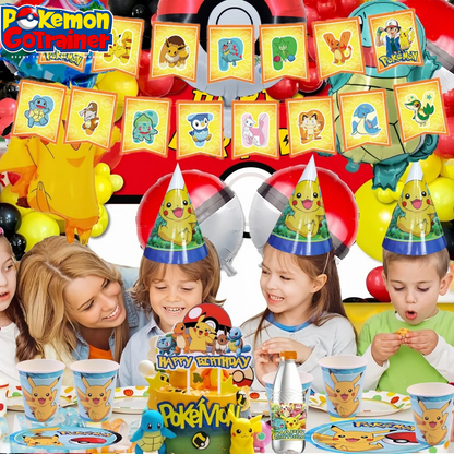 Pokemon Happy Birthday Banner Party Decoration Pikachu Flag Banner Baby Shower Kids Boys Favors Gifts for Party Decor Supplies