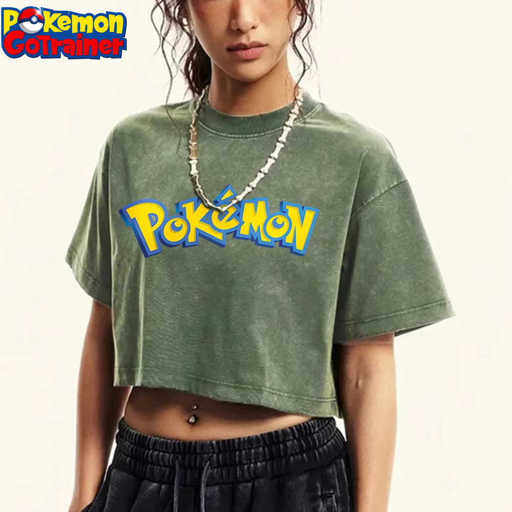 Pokemon Disney Tee Shirt Women'S Summer American Retro Cotton Soft Tees Fitting Loose Short Lovely T Shirt Crop O-Neck Tops