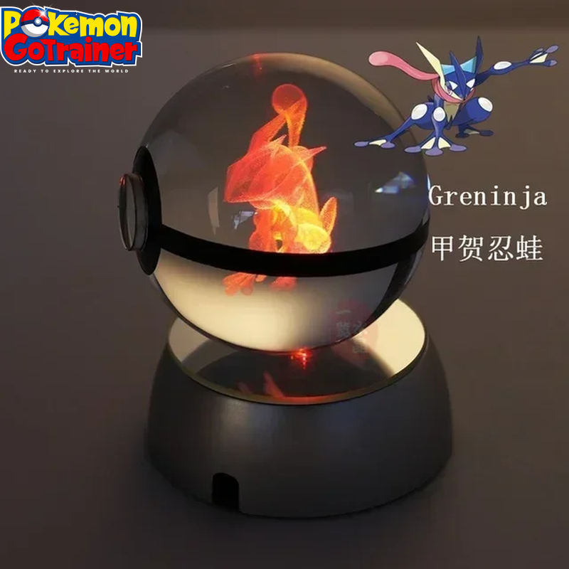 "Charmander 3D Crystal Ball Pokémon Figurine with LED Light Base - Collectible Model Featuring Pikachu and Mewtwo - Ideal Gift for Kids"