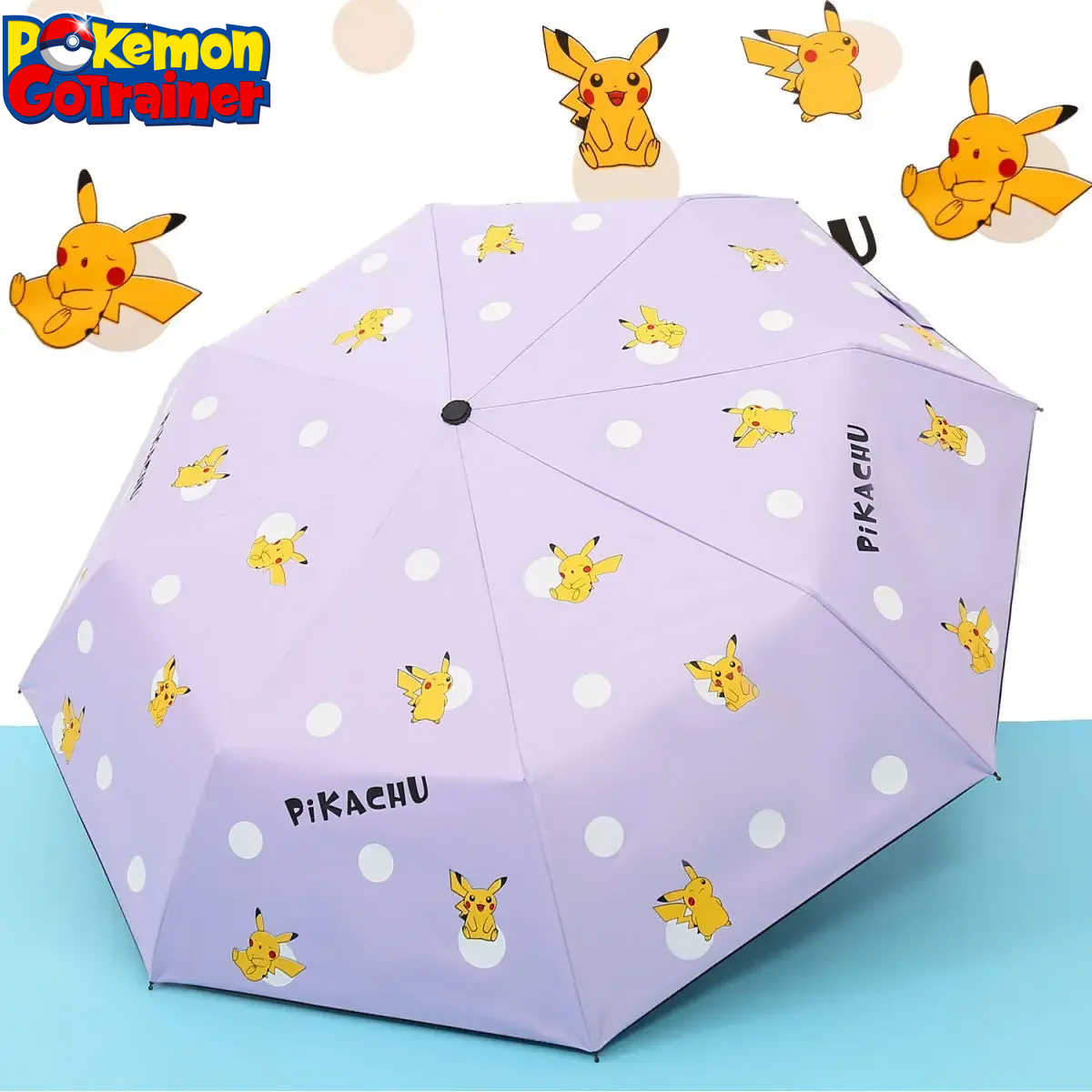 Pikachu Automatic Umbrella Folding Sun Rain or Shine Dual-Use Umbrella Men Women Sunshade Sun Protection UV Protection