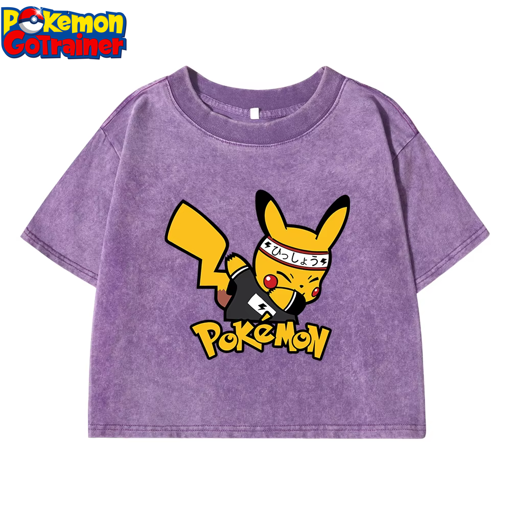 Japanese Anime Pikachu Woman T Shirts Summer American Retro Cotton Breathable Tee Shirt Fashion Casual Home Tshirt Short Sleeved