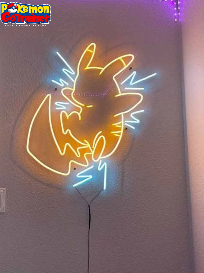 Pikachu Neon LED Wall Lamp - Anime-Inspired Bedroom Decoration and Night Light for Ambience