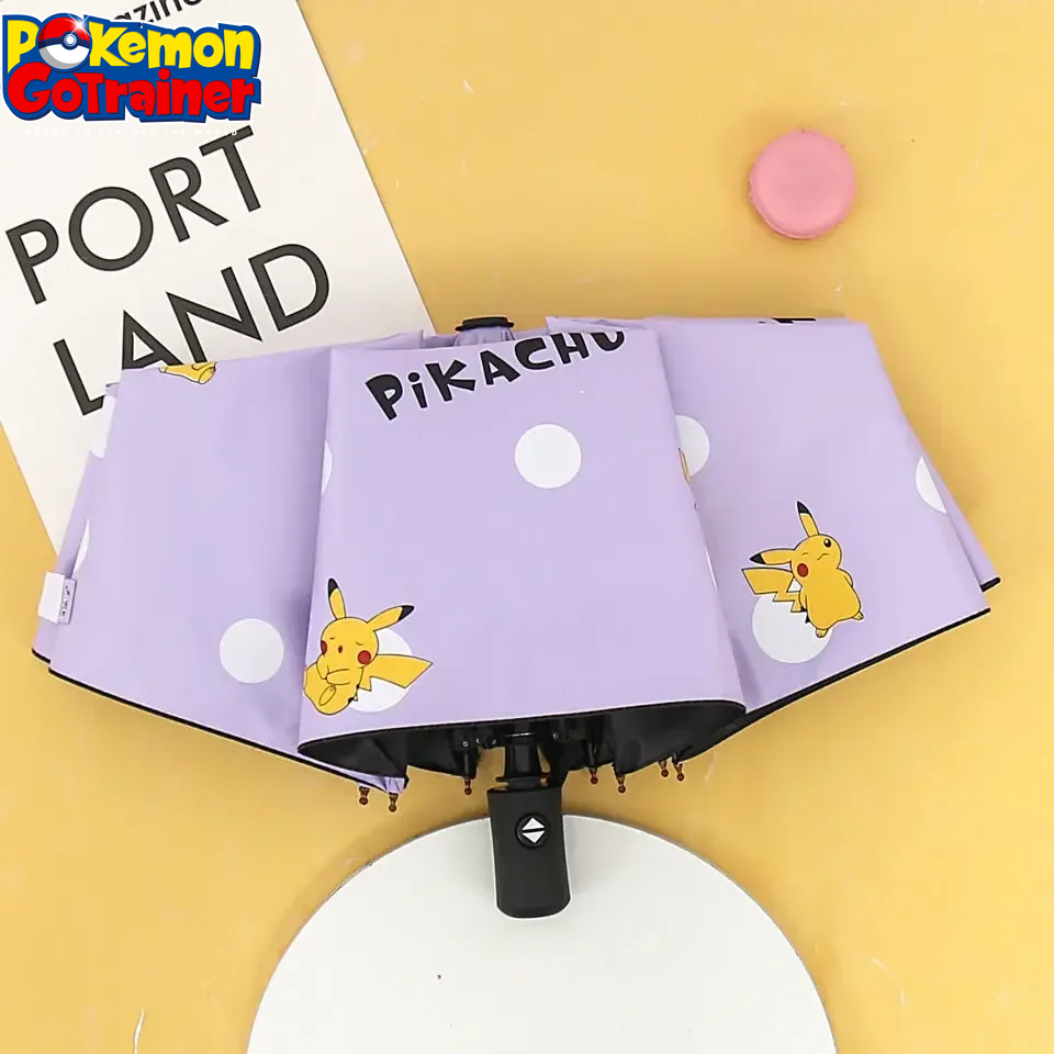 Pikachu Automatic Umbrella Folding Sun Rain or Shine Dual-Use Umbrella Men Women Sunshade Sun Protection UV Protection