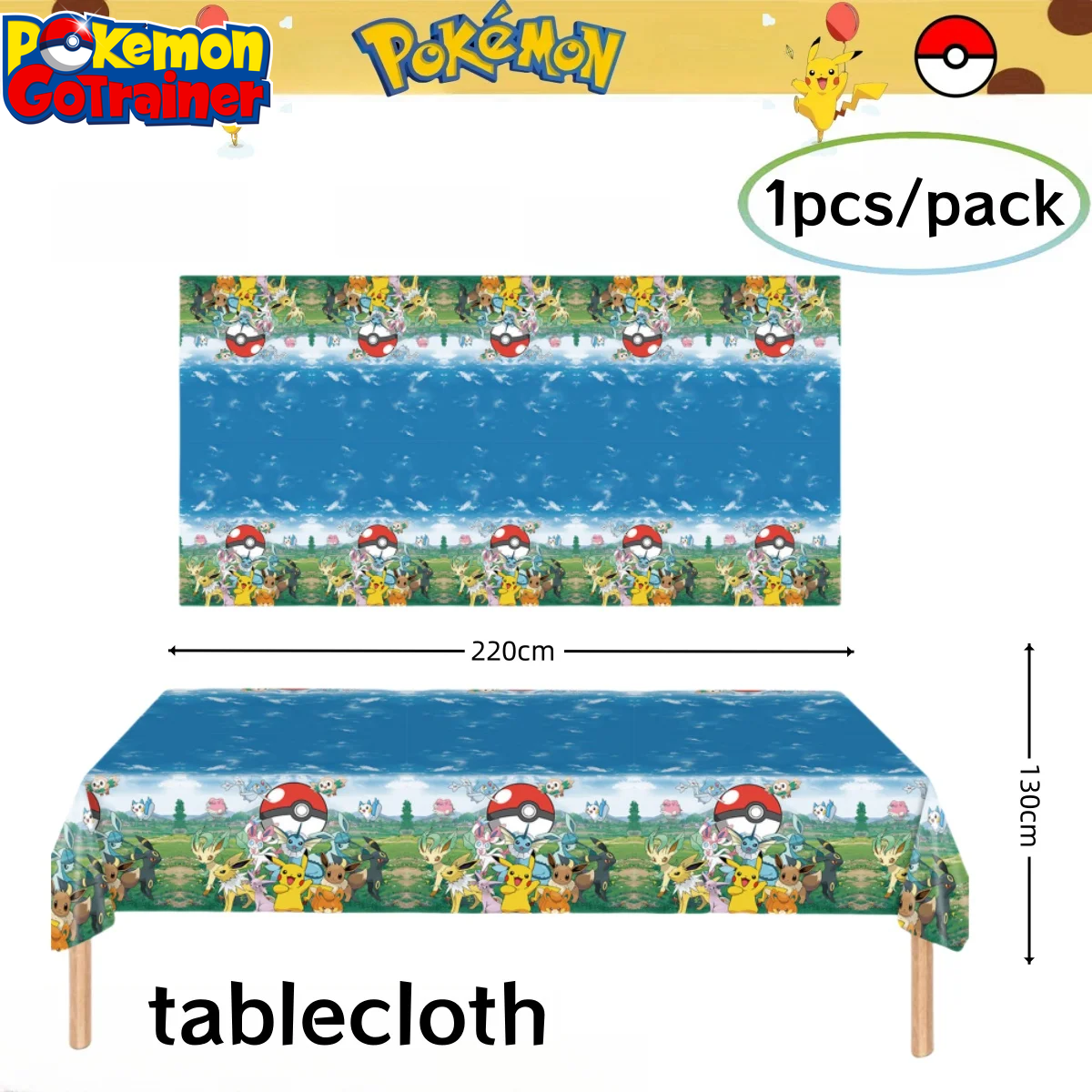 Pokemon Birthday Party Decoration Pikachu Tablecloth Cup Plate Napkin Gift Bag Baby Shower Kids Favors Gifts for Party Supplies