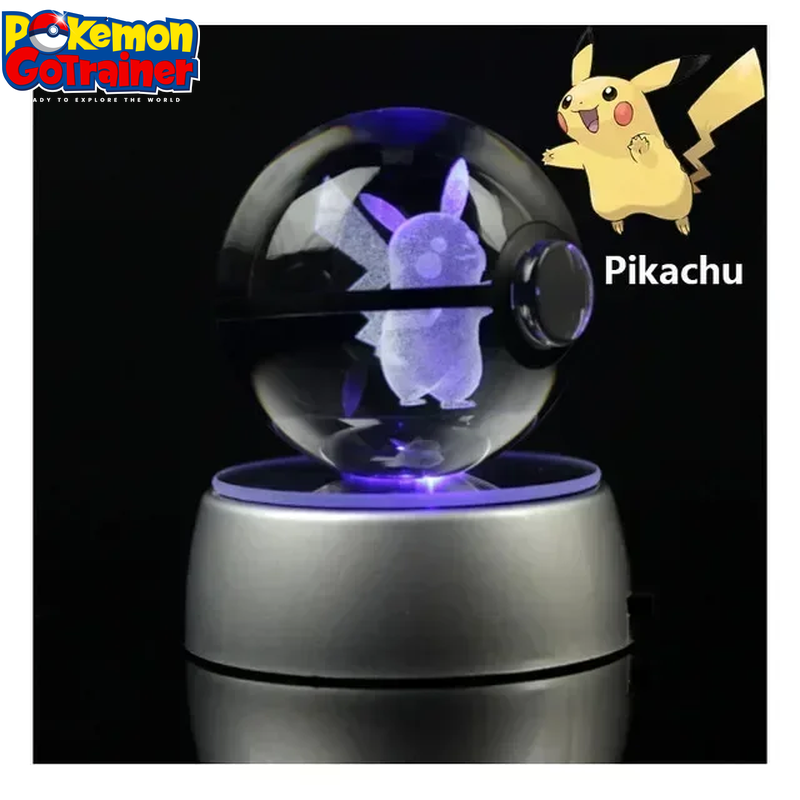 "Charmander 3D Crystal Ball Pokémon Figurine with LED Light Base - Collectible Model Featuring Pikachu and Mewtwo - Ideal Gift for Kids"