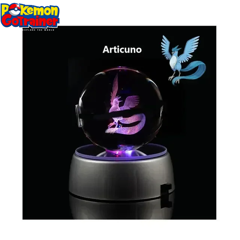 "Charmander 3D Crystal Ball Pokémon Figurine with LED Light Base - Collectible Model Featuring Pikachu and Mewtwo - Ideal Gift for Kids"