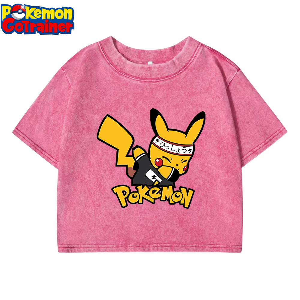 Japanese Anime Pikachu Woman T Shirts Summer American Retro Cotton Breathable Tee Shirt Fashion Casual Home Tshirt Short Sleeved