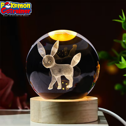 3D Crystal Ball Night Light Featuring Pikachu, Kuromi, and Hello Kitty - Laser Carved Children's Gift (6cm)