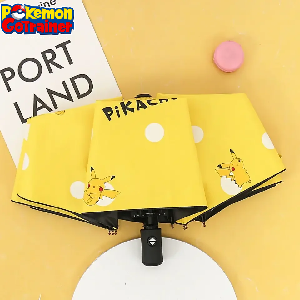 Pikachu Automatic Umbrella Folding Sun Rain or Shine Dual-Use Umbrella Men Women Sunshade Sun Protection UV Protection