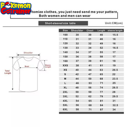 Jynx, Slowpoke, Electabuzz, Mr Mime, Diglett, Chansey, Bellsprout, Summer New Boys and Girls 3D Printing Anime round Neck T-Shirt for Children Street Sports Leisure Breathable Top