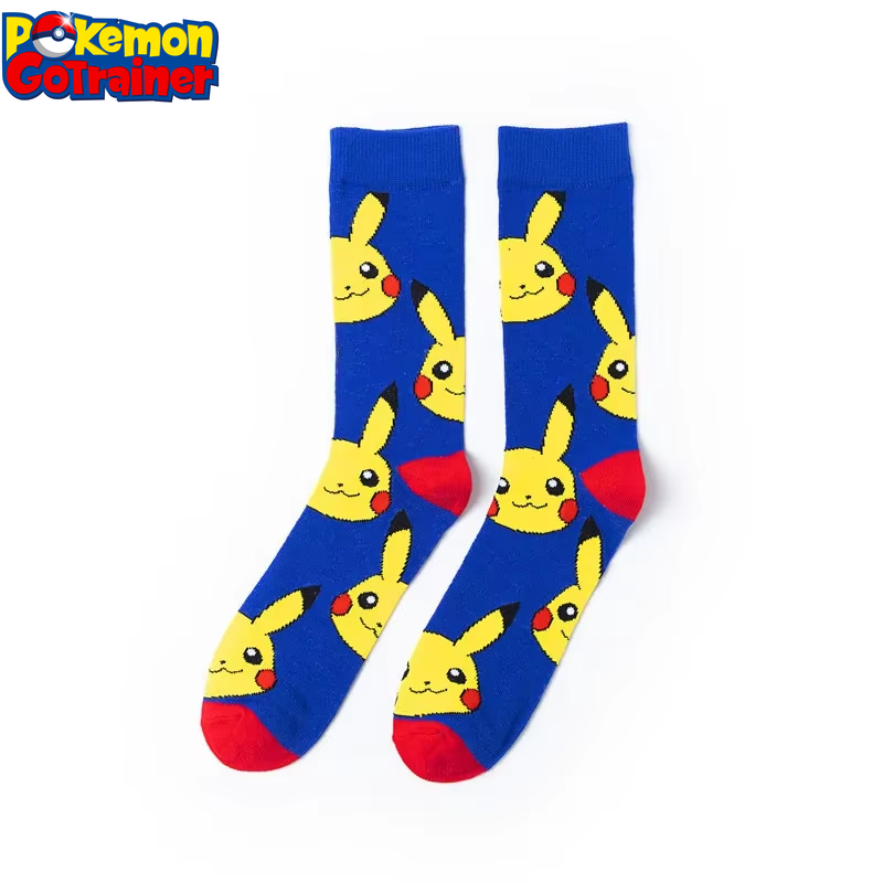 Anime Pokemon Stockings for Men Women Kids Pikachu Action Figure Large Size Elastic Casual Sports Long Socks in Cotton Toys Gift