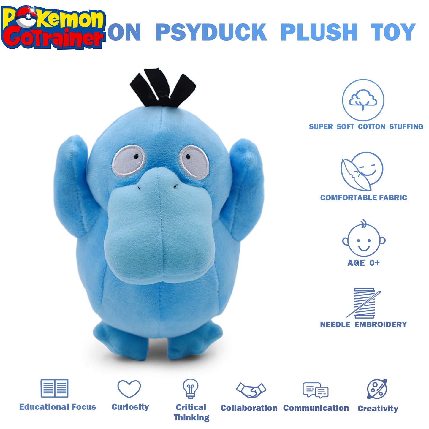 NEW Shiny Psyduck Anime Pokemon Plush Toys Blue Peluches Soft Stuffed Cartoon Doll Decoration Kids Gifts Pokemon Plush